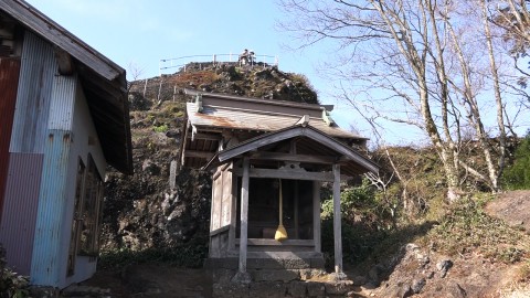 the shrine and the summit of the west peak of Mt. Aoba