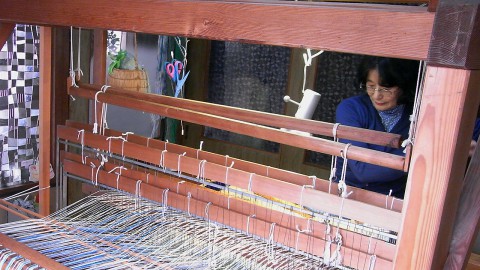 Emiko Nakanishi, who is making a big woven fabric work