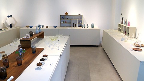 Glassware made by Ichikawa Glass Factory  The exhibition gallery