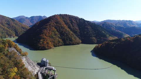 The dam lake of Sasogawa Dam